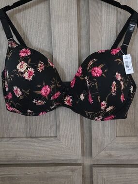 Torrid NWT Floral Full-Coverage Underwire Bra - Black Red/Yellow Flowers 40DD